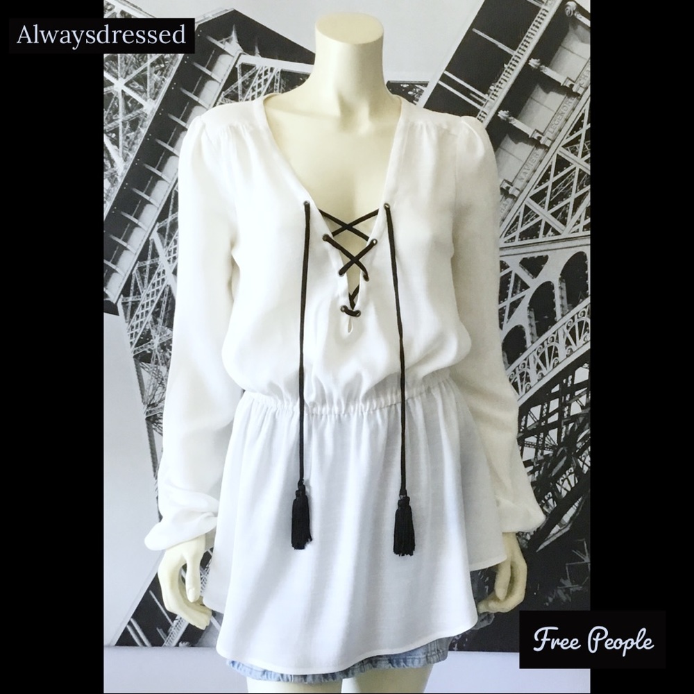 FREE PEOPLE Lace Front Blouse